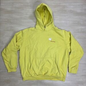 Pleasing Harry Styles Yellow HoodieMens Dog Logo Pullover Sweatshirt Size XL